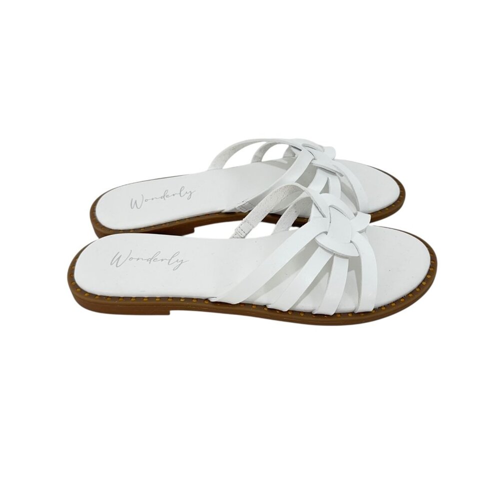 Wonderly Tara Womens White Woven Slide Sandals Size 7.5 Faux Leather - Picture 7 of 13